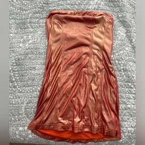 NWT Urban Outfitters Kristy Disco Bronze Metallic Strapless Mini Dress